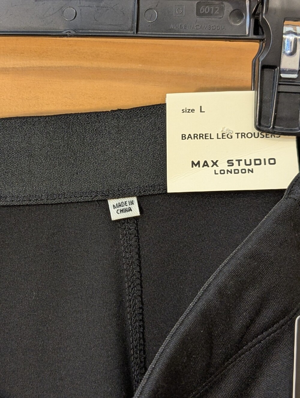 Max Studio NWT Barrel Leg Trouser Pants Black Mid Rise Ankle Length Womens LG - Picture 4 of 14
